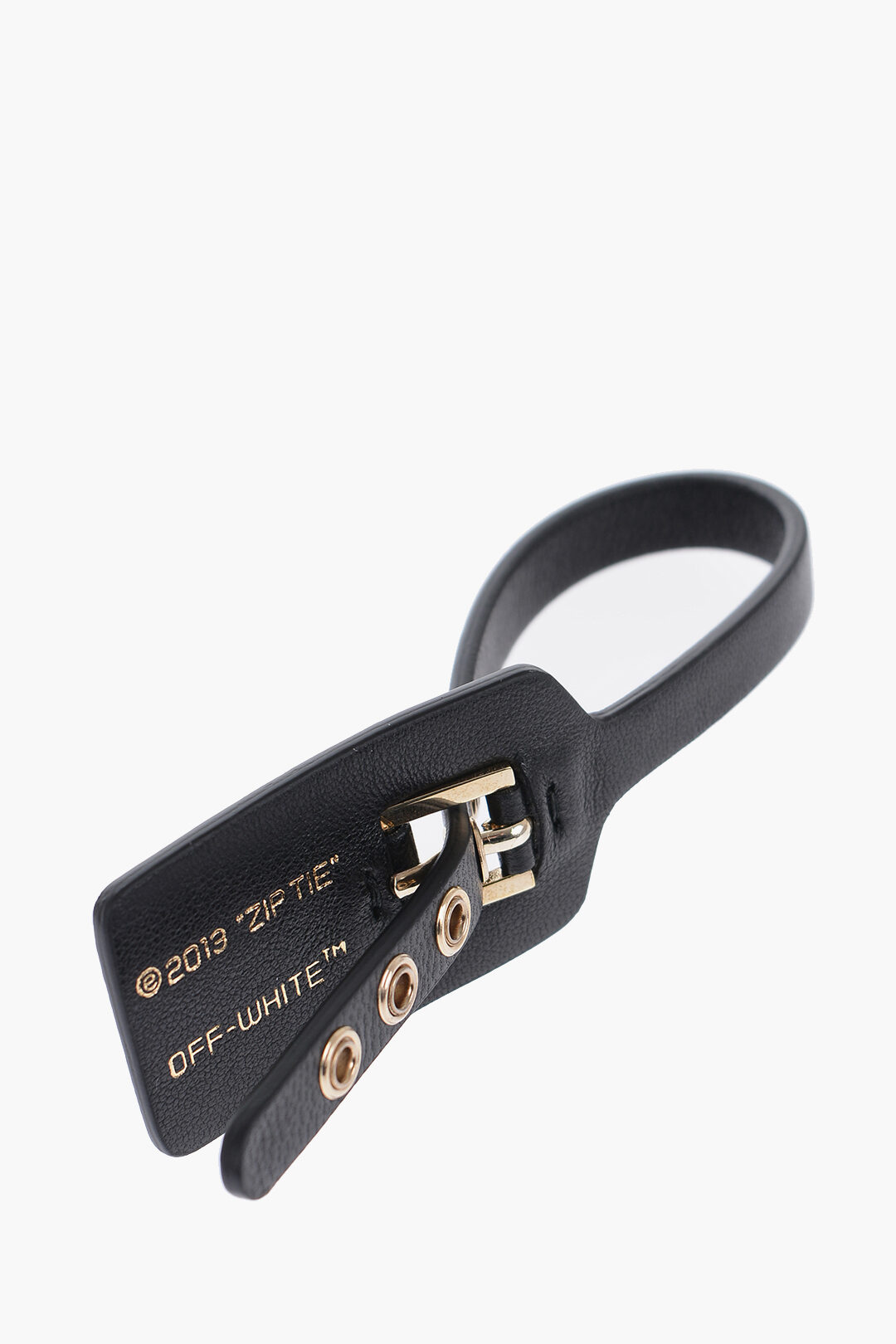off white leather zip tie