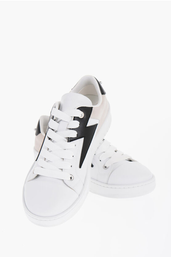 Neil Barrett Leathr Low-top Sneakers With Suede Details And Piercing