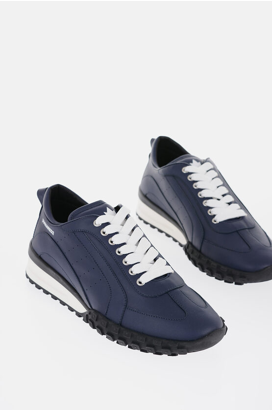 Shop Dsquared2 Legend Leather Low-top Sneakers With Contrasting Laces