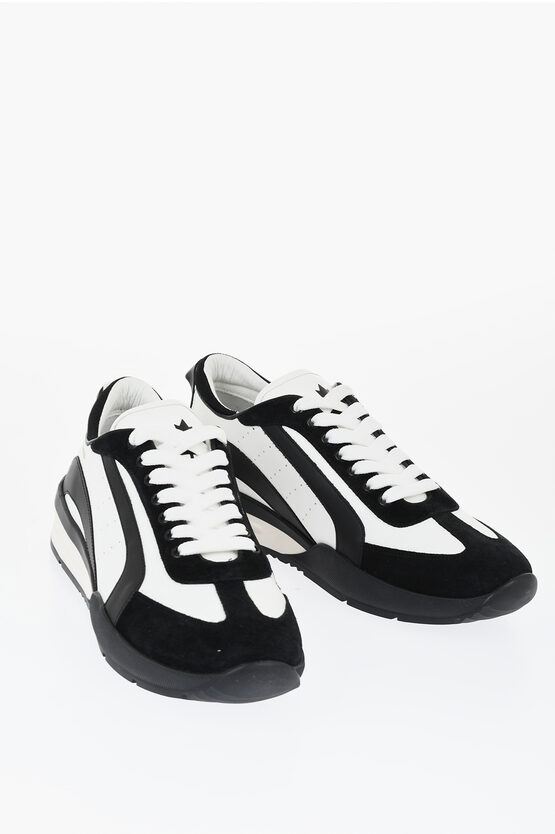 Dsquared2 Legend Two-tone Calf And Suede Sneakers Grösse 44 In Black