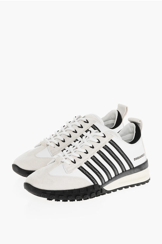 Dsquared2 Legend Two-tone Sneakers With Suede Details In White