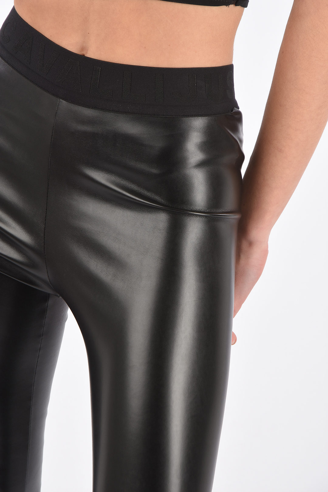 Just Cavalli Leggings in Ecopelle con Elastico in Vita Logato e Ghette  donna - Glamood Outlet