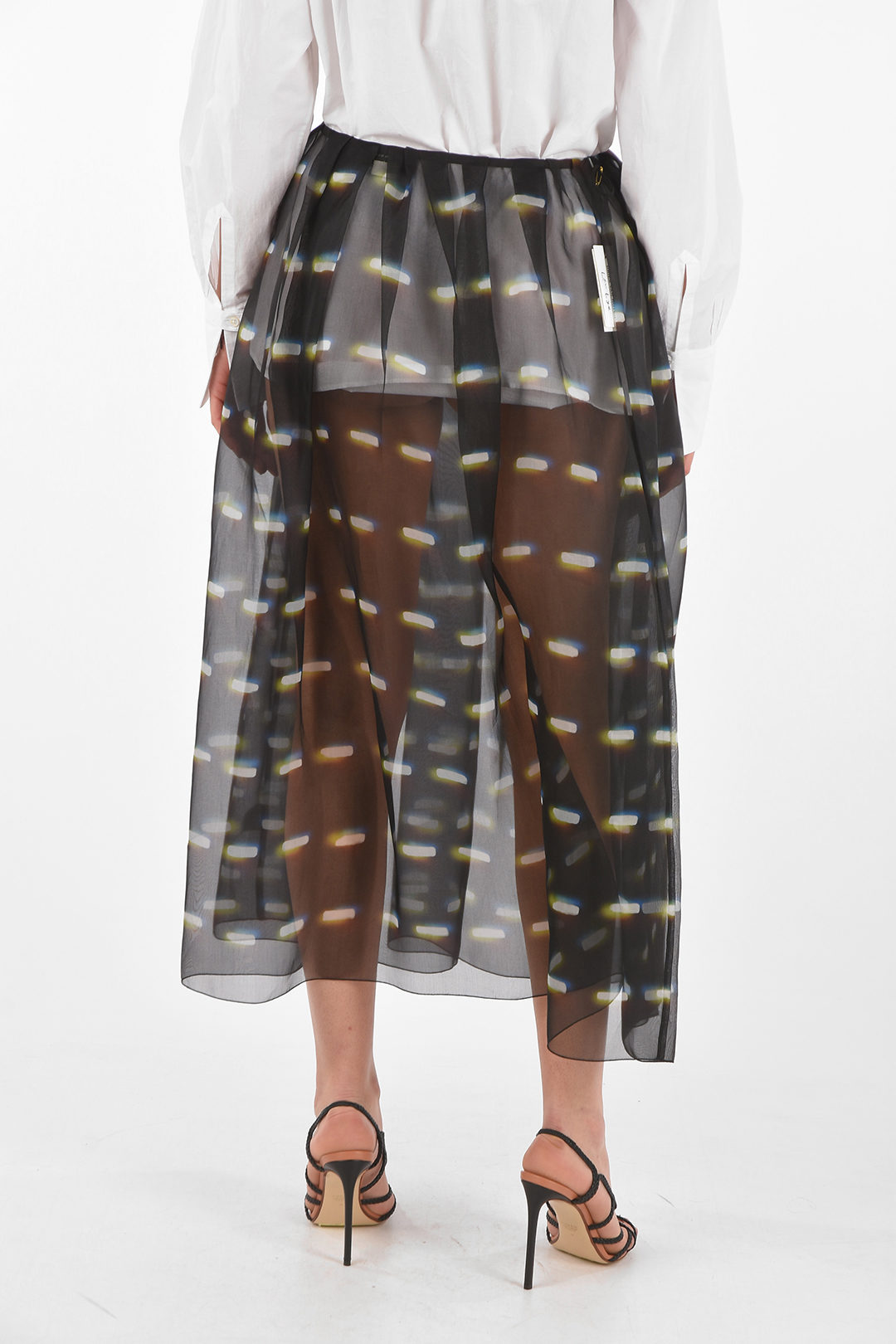 【本日限定価格】 dries van noten len lye スカート Dries Van Noten LEN LYE Abstract Motif Silk Midi Skirt women