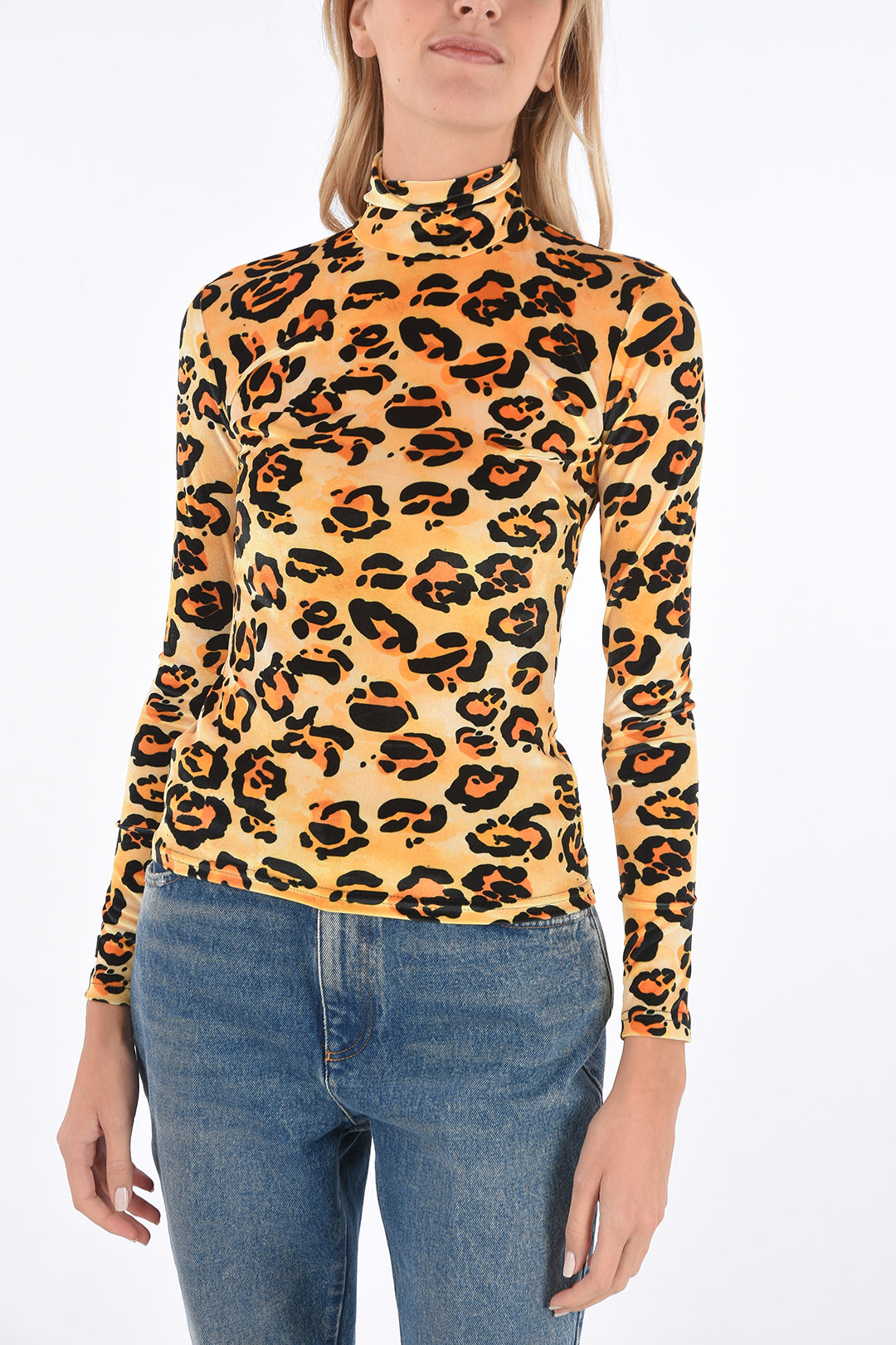 cheetah print turtleneck top