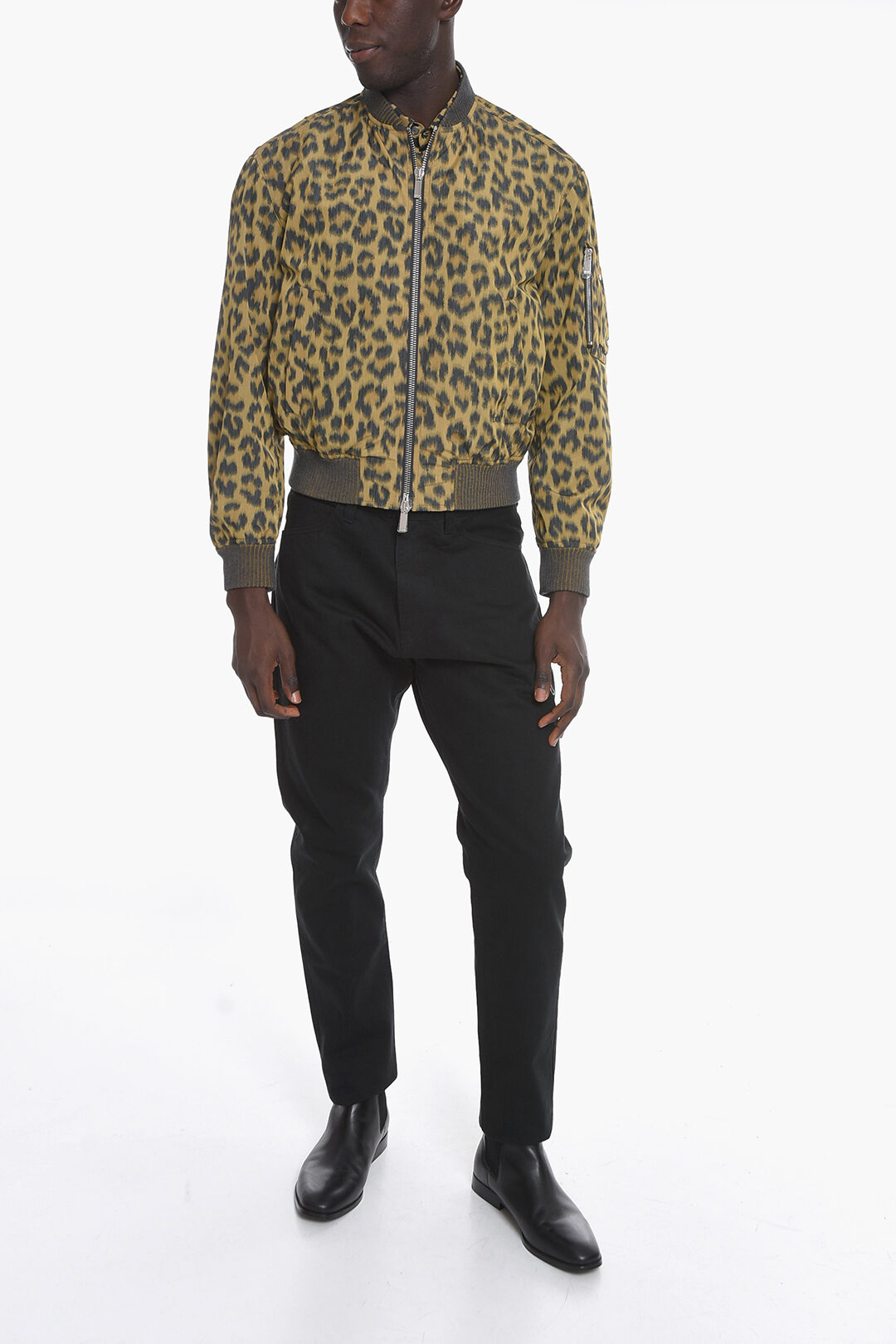 Mens leopard sale print bomber jacket