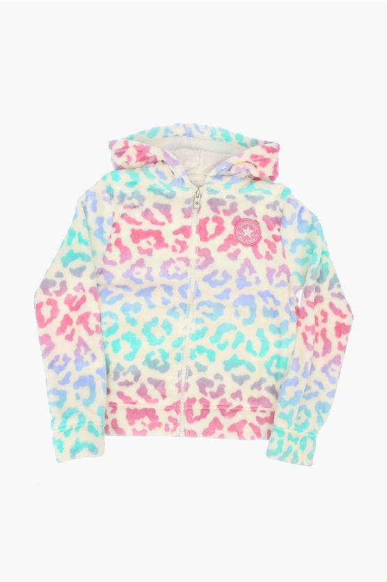 Converse Kids' Leopard Printed Sherpa Sweatshirt In Multi