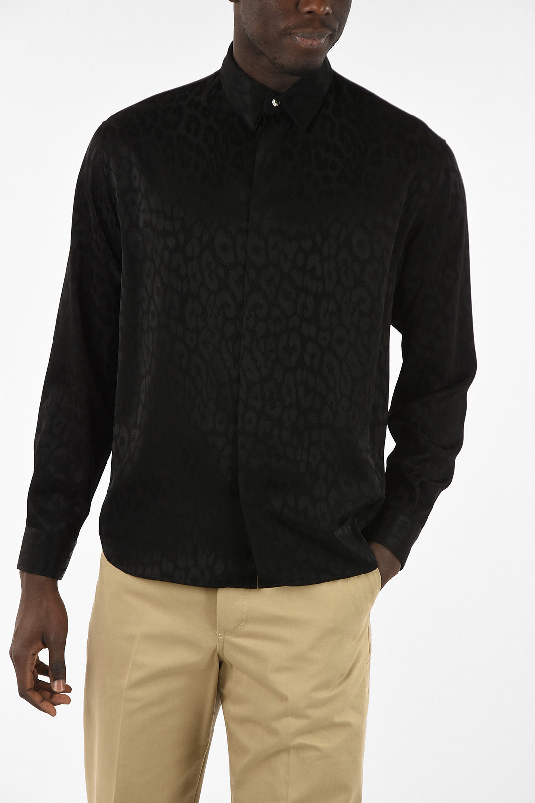 Dior Leopard Printed Shirt With Hidden Button men - Glamood