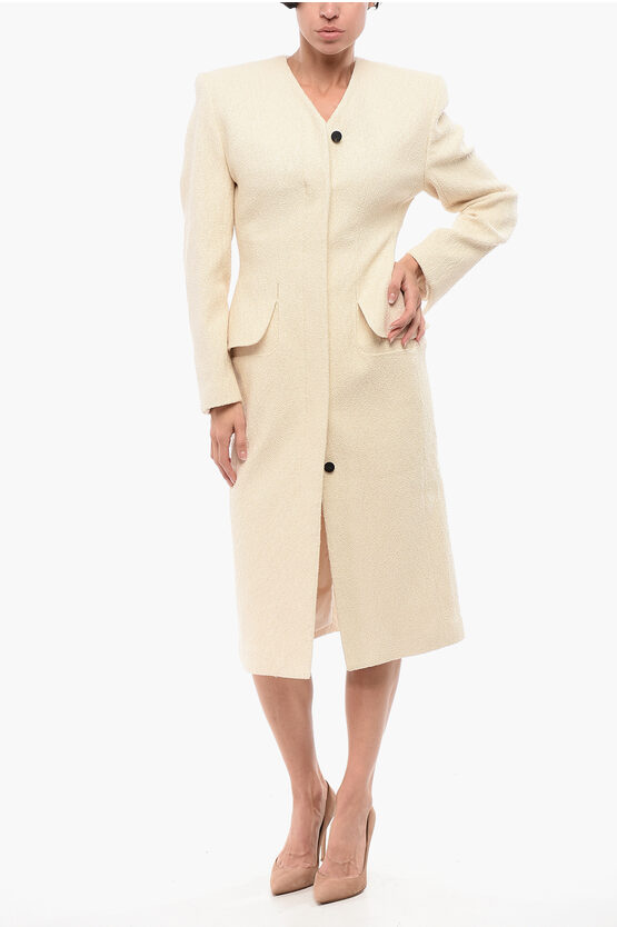 Jacquemus Les Sculptures Bouclé Cubo Coat With Hidden Placket