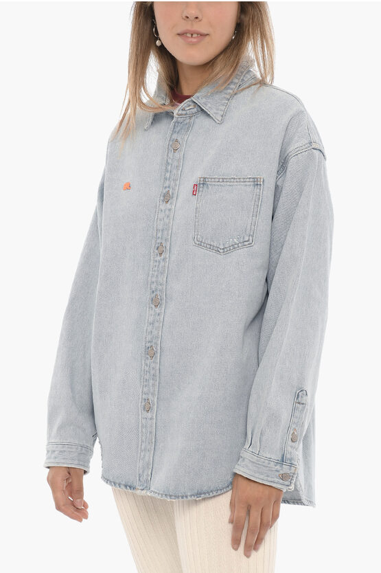 Shop Erl Levi's Vintage Effect Oversized Fit Denim Jacket