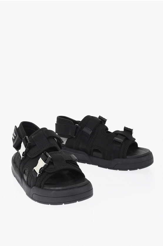 Neil Barrett Li-ning Solid Color Sandals With Double Silver-tone Buckle