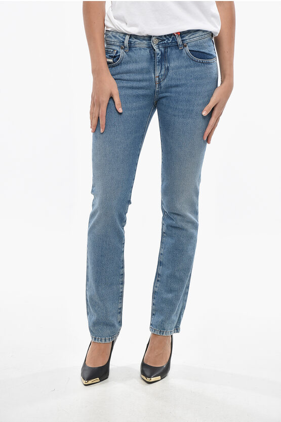 Diesel Library Mid Washed Slim Fit Denims 17cm In Blue