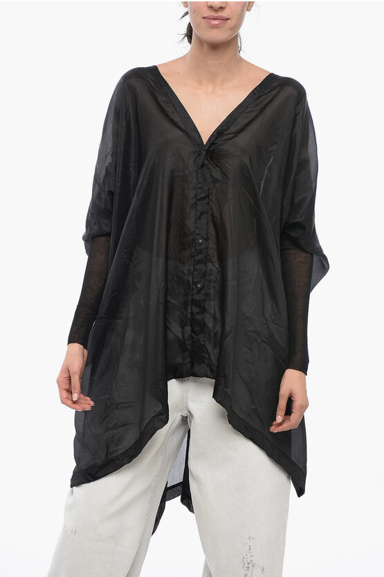 Shop Rick Owens Lido Cotton Chiffon Zero Shirt With Cape Sleeves