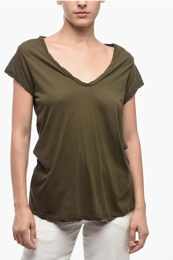 James Perse Light Cotton Wrinkled Effect T-shirt In Green