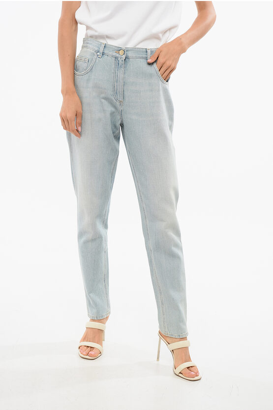 Elisabetta Franchi Light Wash Slim Fit Denims 13cm In Blue