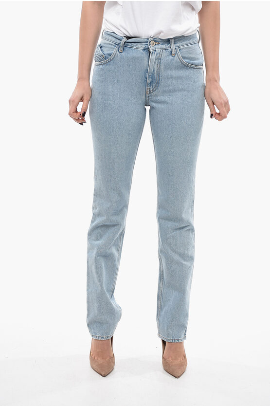 Attico Dione Slim-fit High-rise Stretch-denim Jeans In Blue