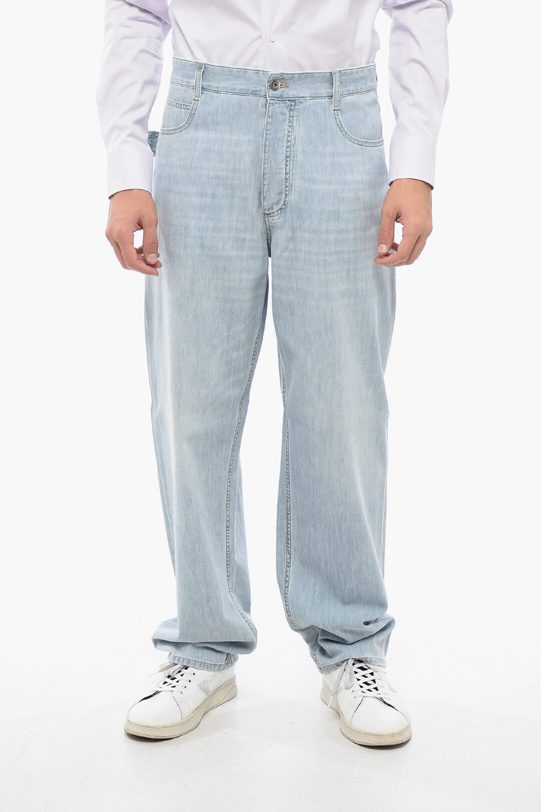 パンツ BOTTEGA VENETA LIGHT GREY WASHED FLARED DENIM PANTS Bottega Veneta Washed Flared Denim - Light Grey | Editorialist