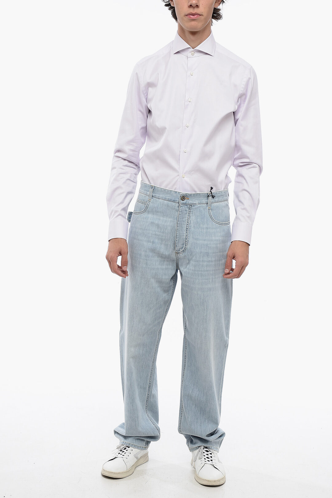 パンツ BOTTEGA VENETA LIGHT GREY WASHED FLARED DENIM PANTS Bottega Veneta Washed Flared Denim - Light Grey | Editorialist