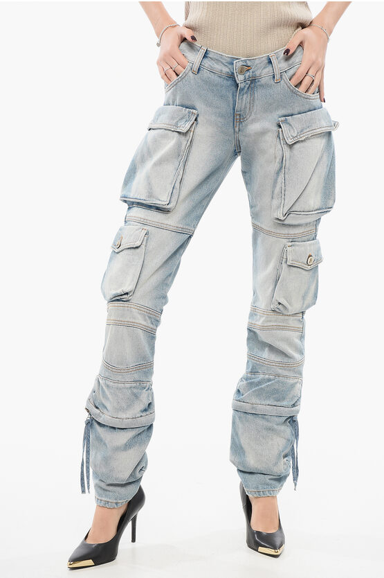 Attico Light-washed Cargo Denims