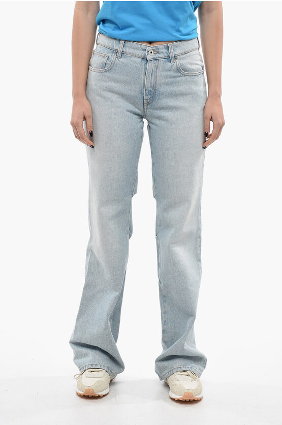 Off-white Light Washed Straight Fit Denim Trousers 26cm In Blue