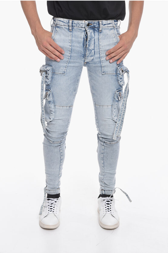 Amiri Light-washed Tactical Cargo Denims 14cm In Blue