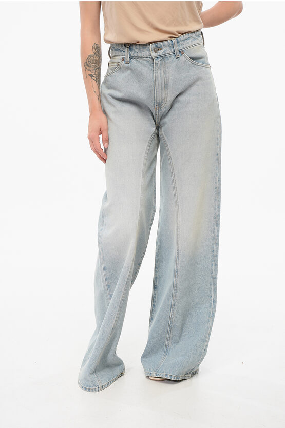 VICTORIA BECKHAM LIGHT WASHED WIDE LEG DENIMS 33CM