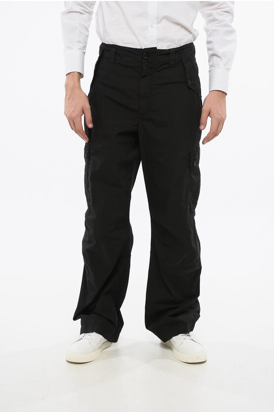 Dolce & Gabbana Lightweight Cotton Cargo Pants With Belt Loops In Black