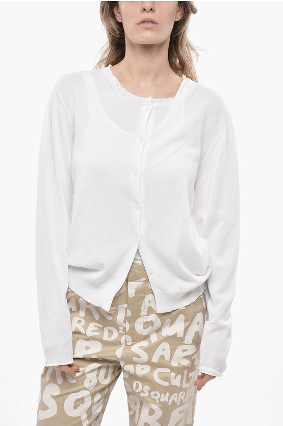 Sibel Saral Lightweight Cotton Crew-neck Cardigan Deja Vu Solid Color