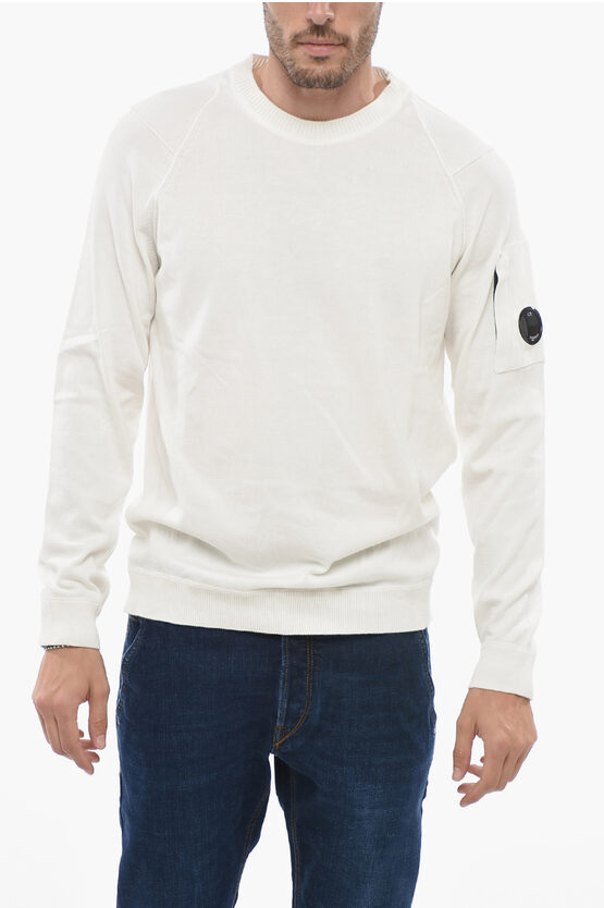 Shop C.p. Company Lightweight Cotton Crew-neck Sweater With Sleeve Pocket