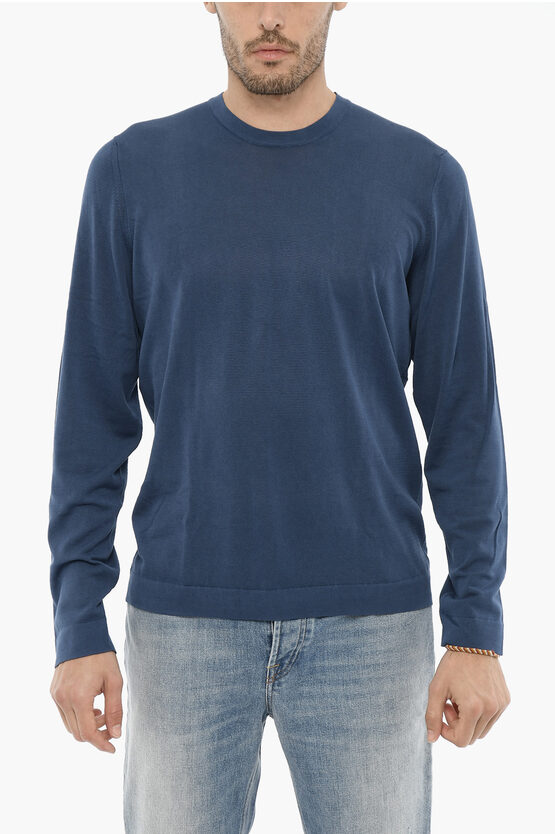 Drumohr Lightweight Cotton Crew-neck Sweater In Blue