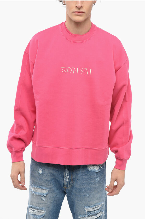 Bonsai Lightweight Cotton Crew-neck Sweatshirt In Pink