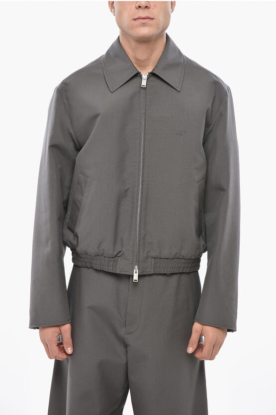 1989 Studio Lightweight Cotton Overshirt Jacket With Zip Closure In Gray