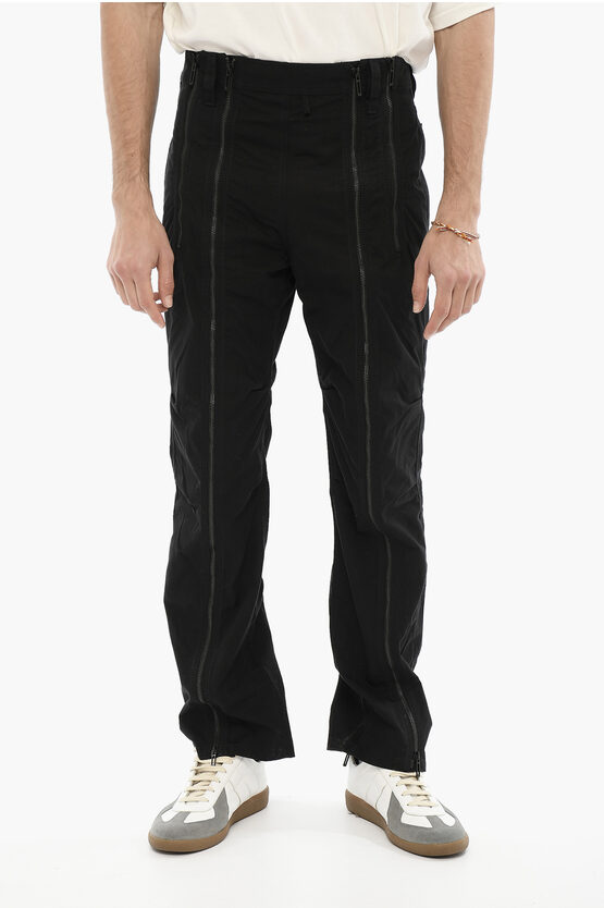 032c Lightweight Cotton Pants With Zip Detail In Black