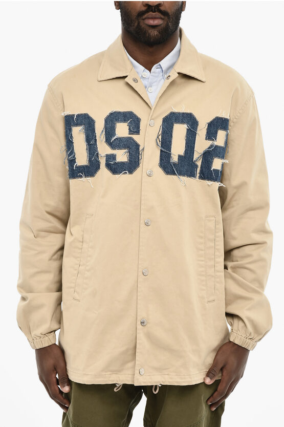 Dsquared2 Lightweight Cotton Twill Coat With Denim Monogram