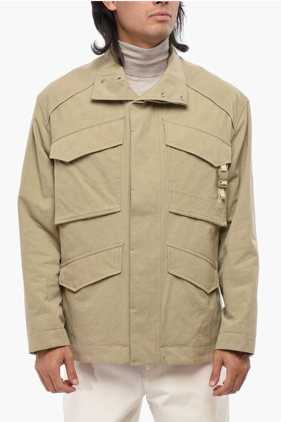 Dior Lightweight Cotton Utility Jacket With Hidden Buttoning In Nude