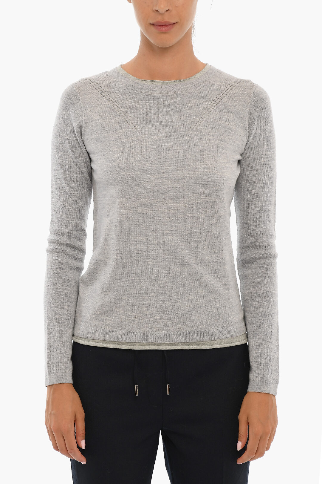 Woolrich Cashmere and Wool Blend Crewneck Sweater Women Grey Size Xs