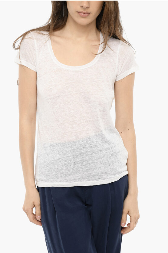 Woolrich Lightweight Linen Basic T-shirt In White