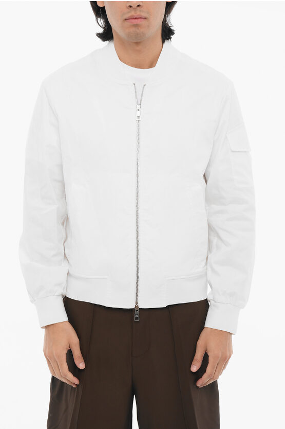 Neil Barrett Lightweight Skinny Fit Bomber Jacket With Zip Closure In White