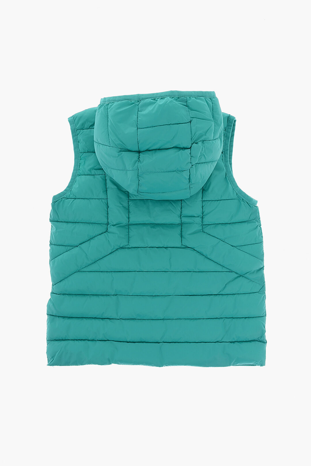 TURQUOISE SLEEVELESS PUFFER WITH HOOD, CHILD TURQUOISE SLEEVELESS PUFFER WITH HOOD, CHILD