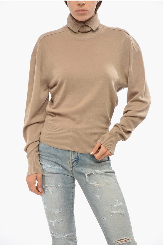 Burberry Lightweight Wool Turtleneck Sweater In Brown
