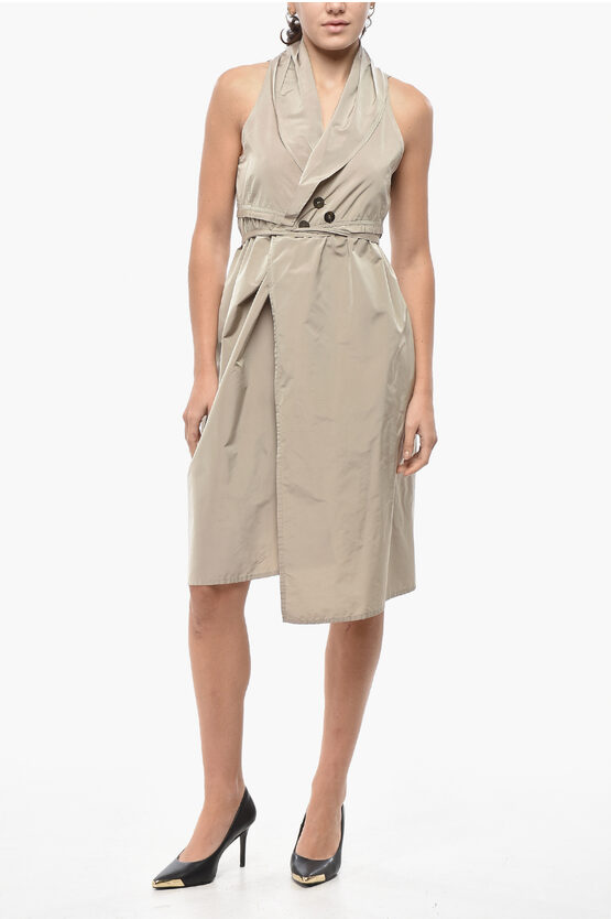 Zapa Linea T Nylon Wrap Shirt Dress In Neutral