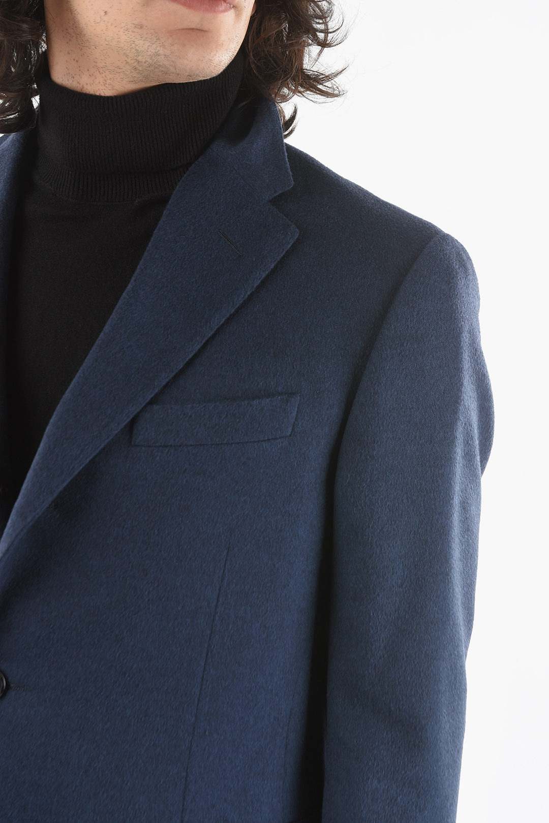 Corneliani Lined Coat with Peak Lapel Back Vent and Flap Pocket men ...