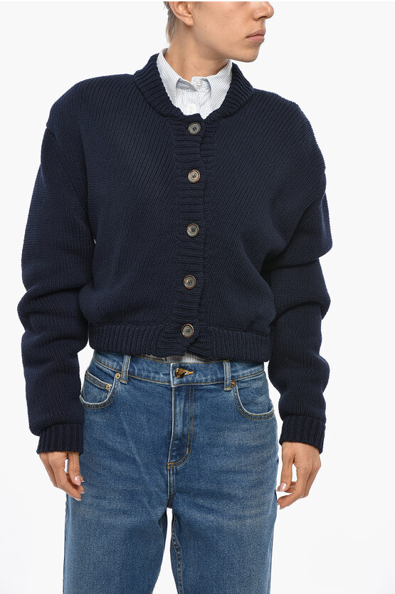 Magda Butrym Lined Cotton Blend Cardigan In Blue