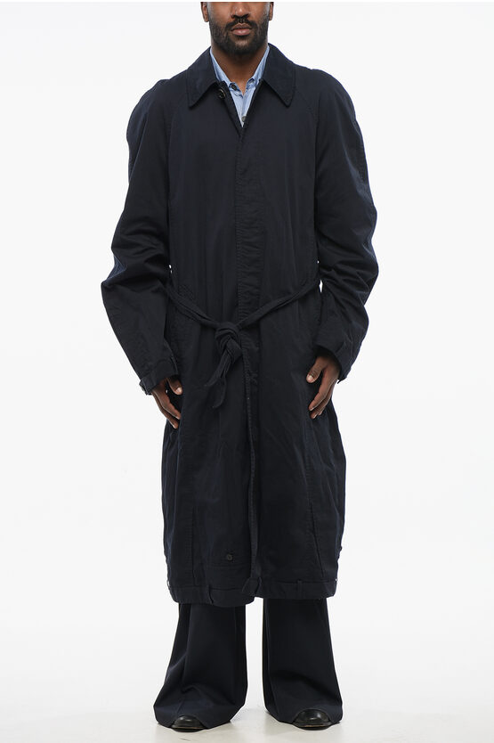 Balenciaga Lined Cotton Unisex Trench Coat With Hidden Buttoning In Black