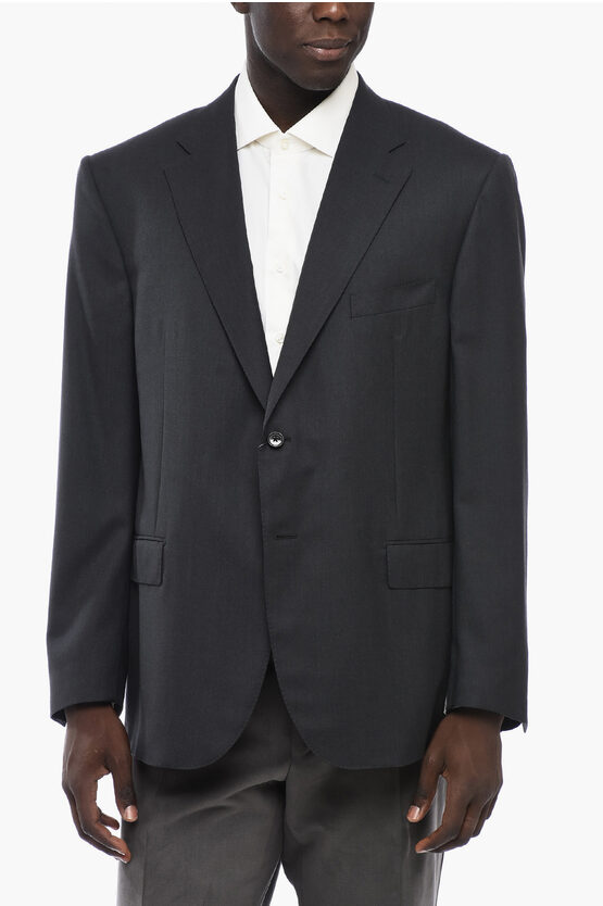 Shop Corneliani Lined Leader Single Breasted Blazer With Flap Pockets