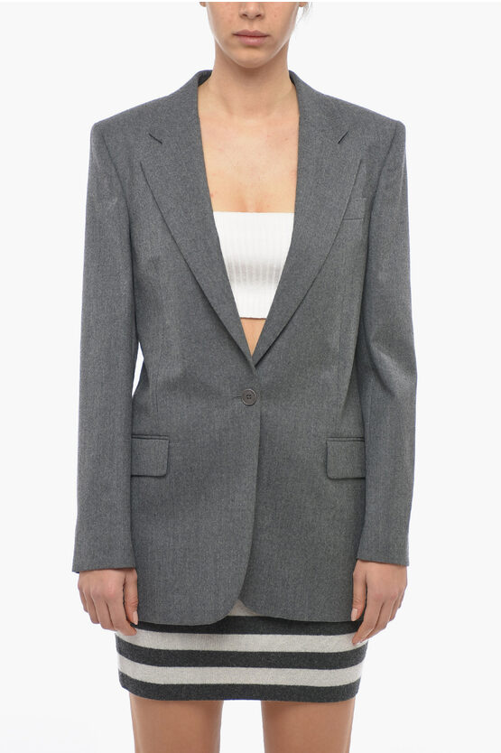 Shop Stella Mccartney Lined Single Breasted Blazer With Flap Pockets And Notch Lap