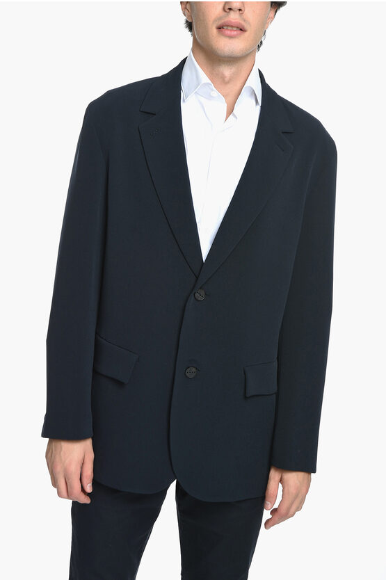 Hevo Lined Single Breasted Galatina Blazer With Flap Pockets In Blue