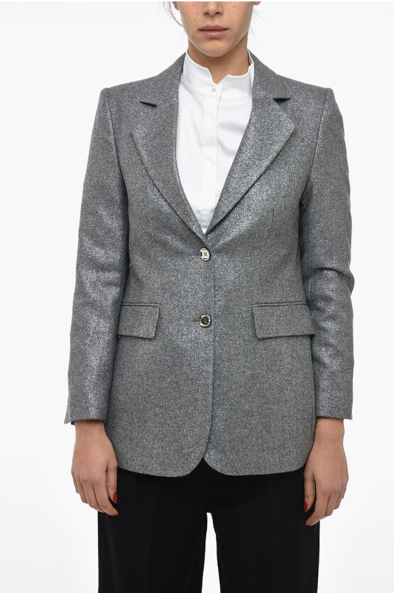 Rodebjer Lined Single Breasted Lurex Blend  Violante Blazer In Gray