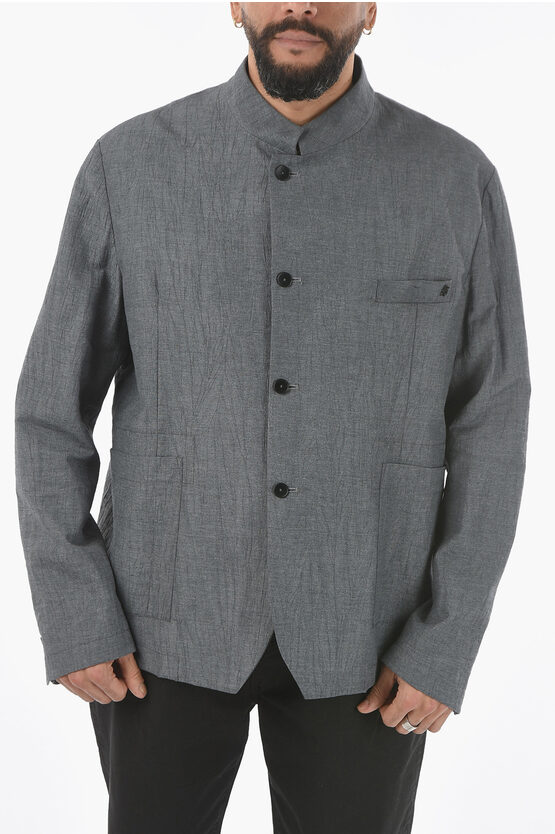 Ixos Linen And Cotton Negramaro Single-breasted Jacket With Korea In Gray