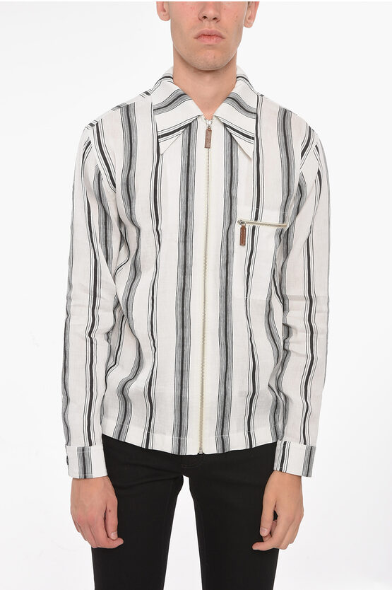 Wales Bonner Linen And Silk-blend Depara Shirt With Striped Pattern In Multi