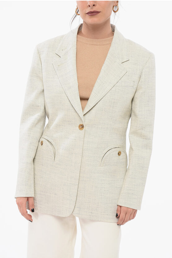 Shop Blazé Milano Linen Blend Blazer With Welt Pockets